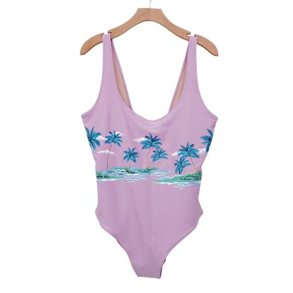 Old Navy Other - Old Navy Swimsuit Womens XL Lilac Padded Tropical Print Outdoor Pool Beach